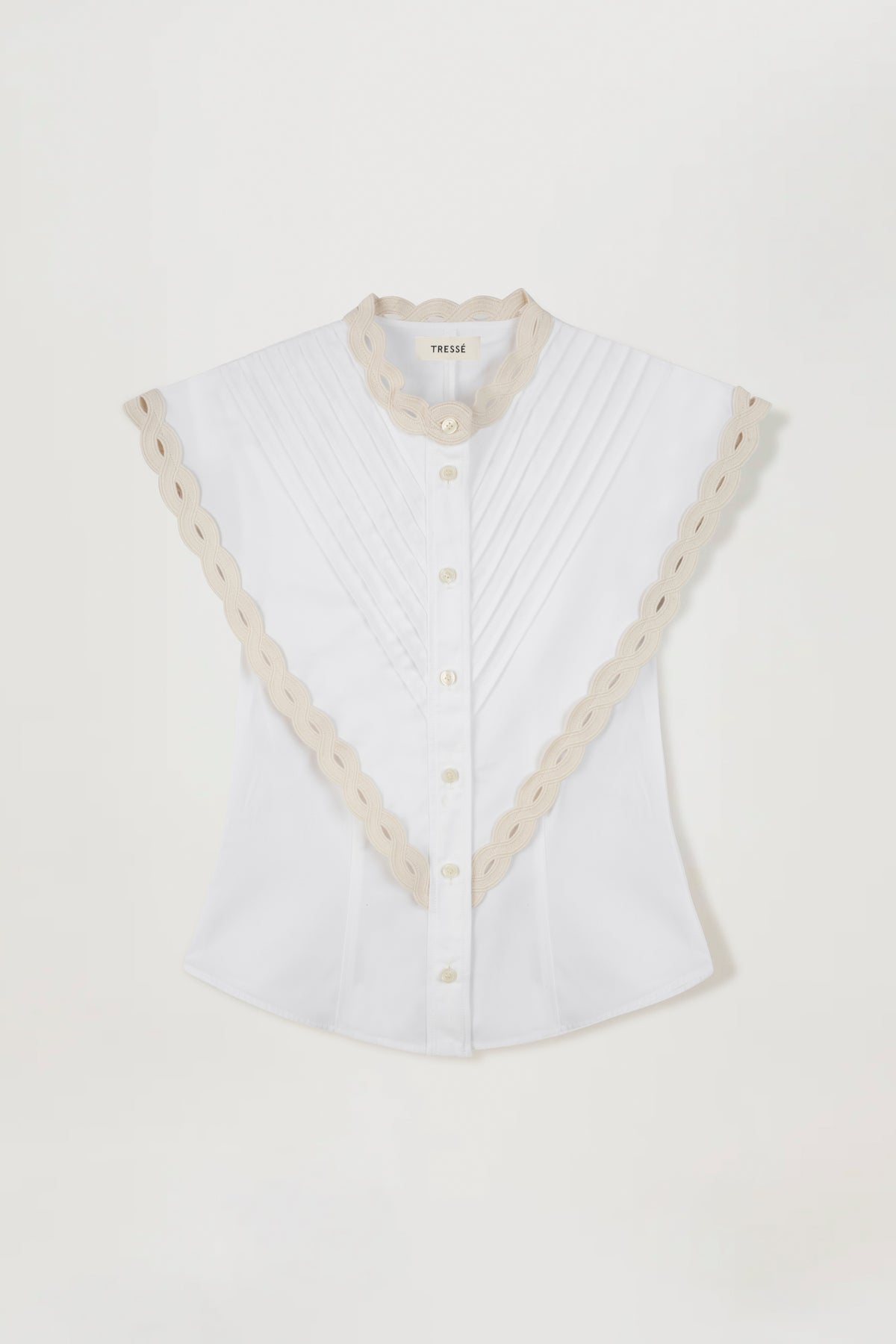 Taillierte Bluse mit plissiertem Latzteil