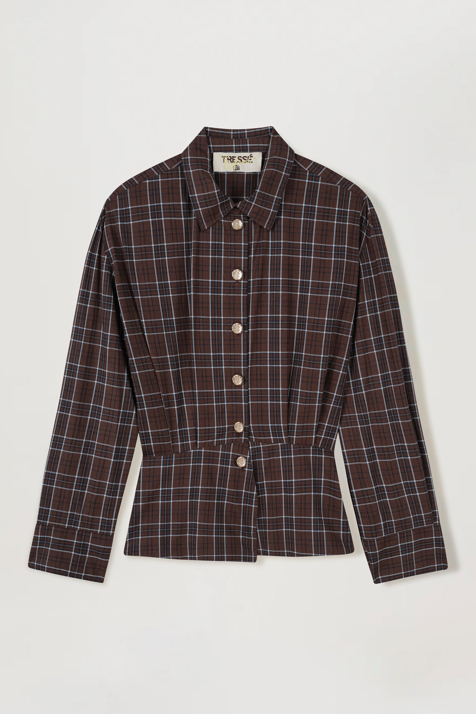 Checkered shirt with gold buttons