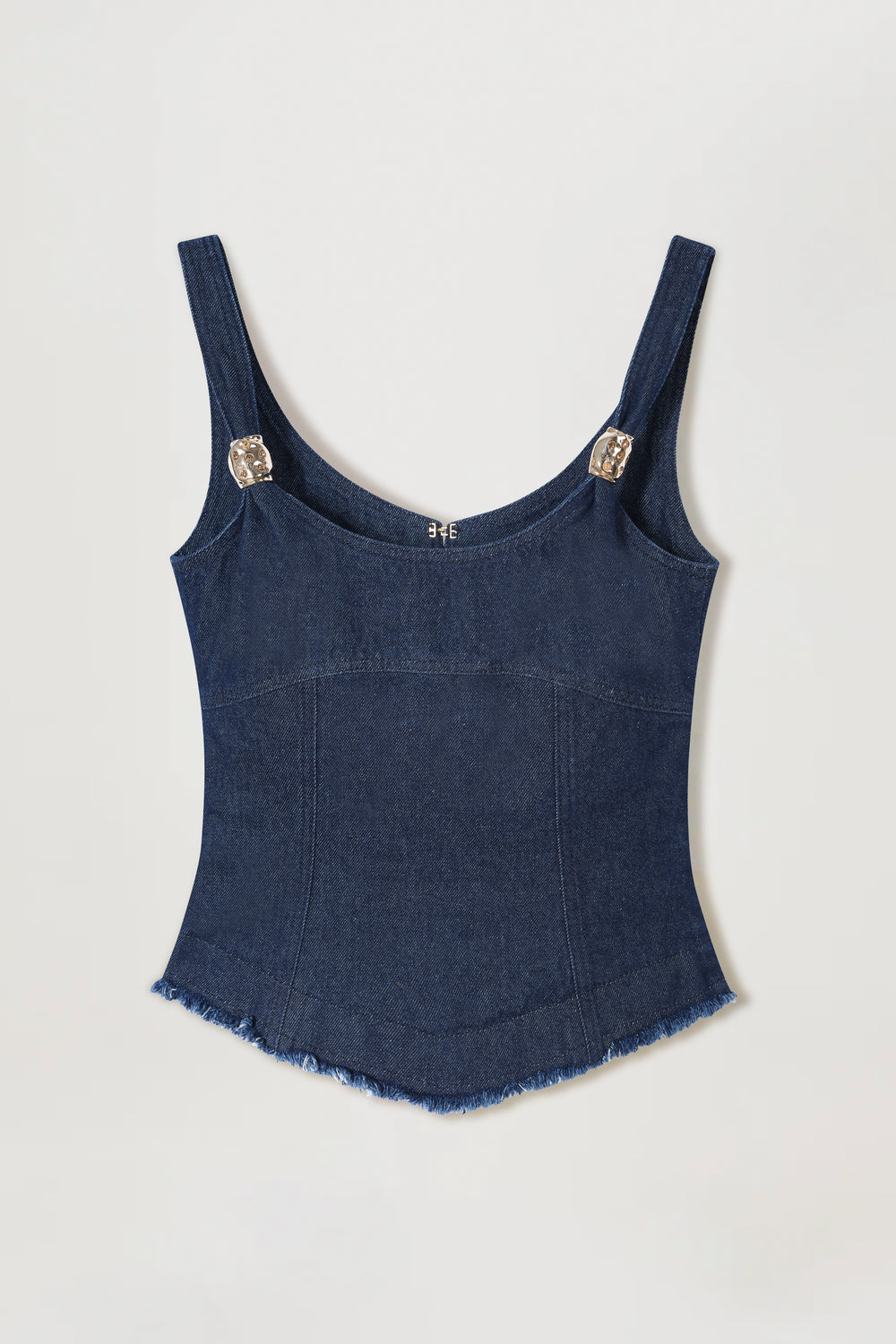 Top en denim à bijoux dorés