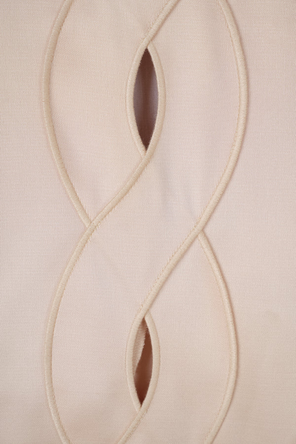 Satin top with a braided opening
