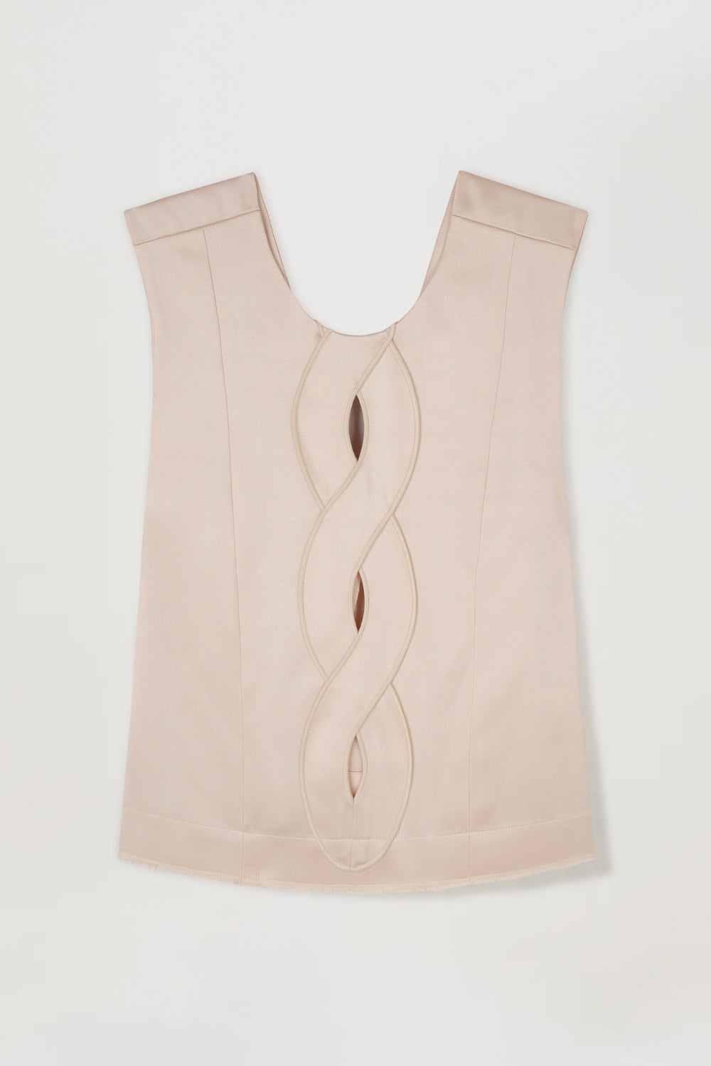 Satin top with a braided opening