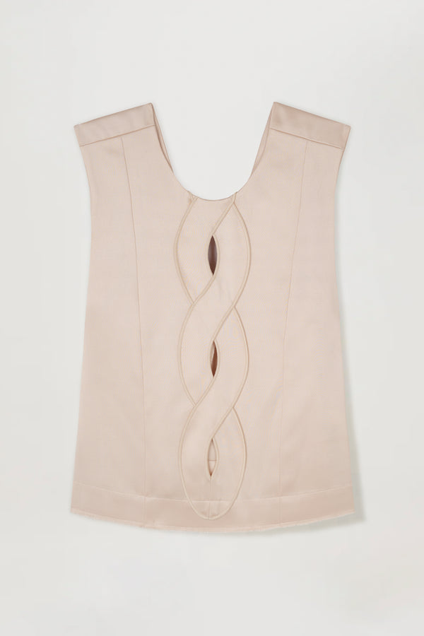Satin top with a braided opening