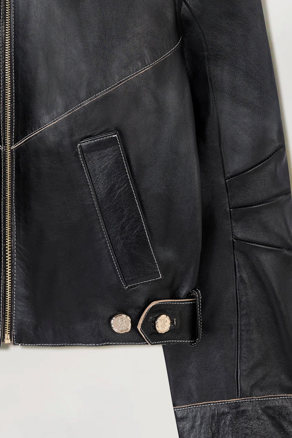 Raw-edge leather jacket