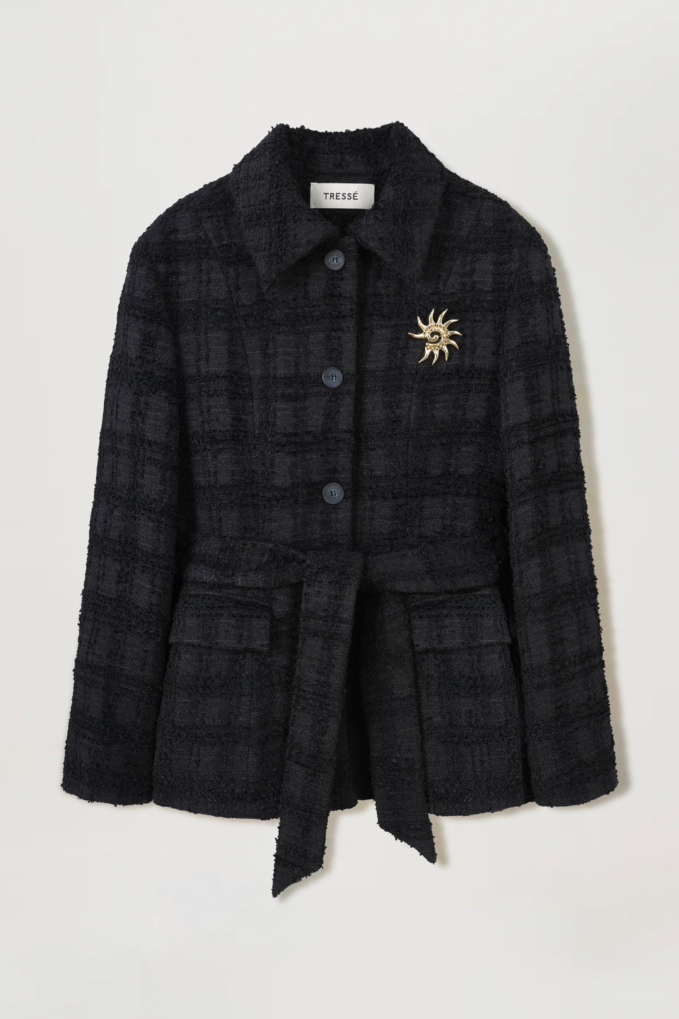 Veste en tweed ceinturée