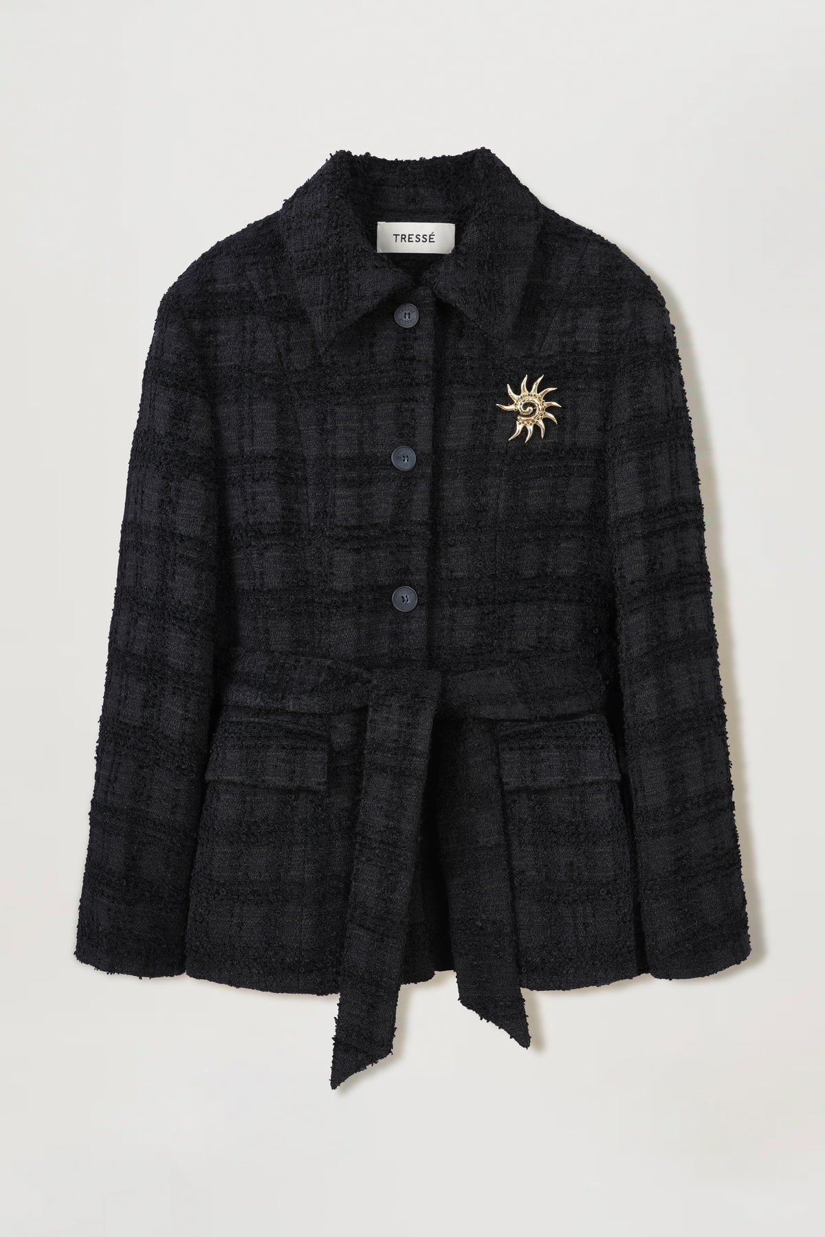 Belted tweed jacket