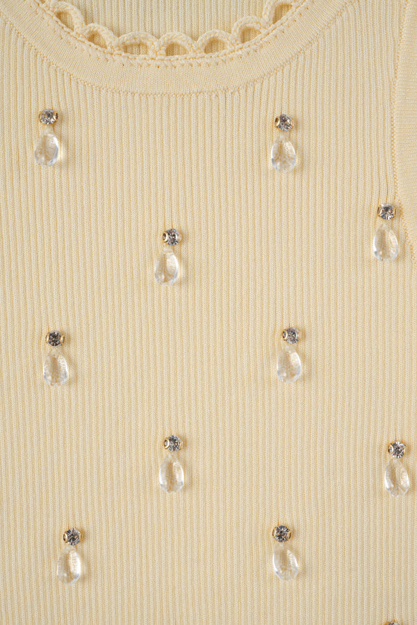 All-over jeweled knit top