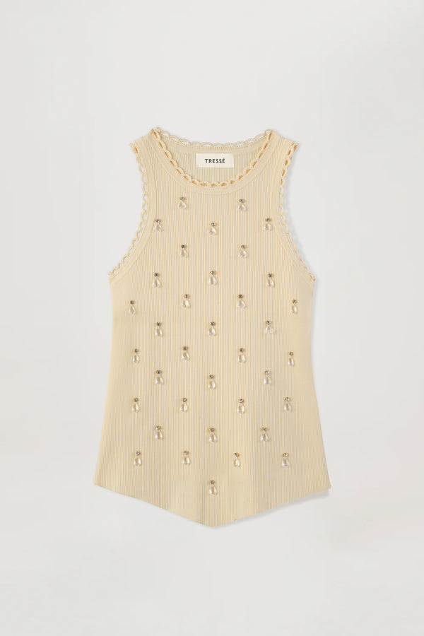 All-over jeweled knit top