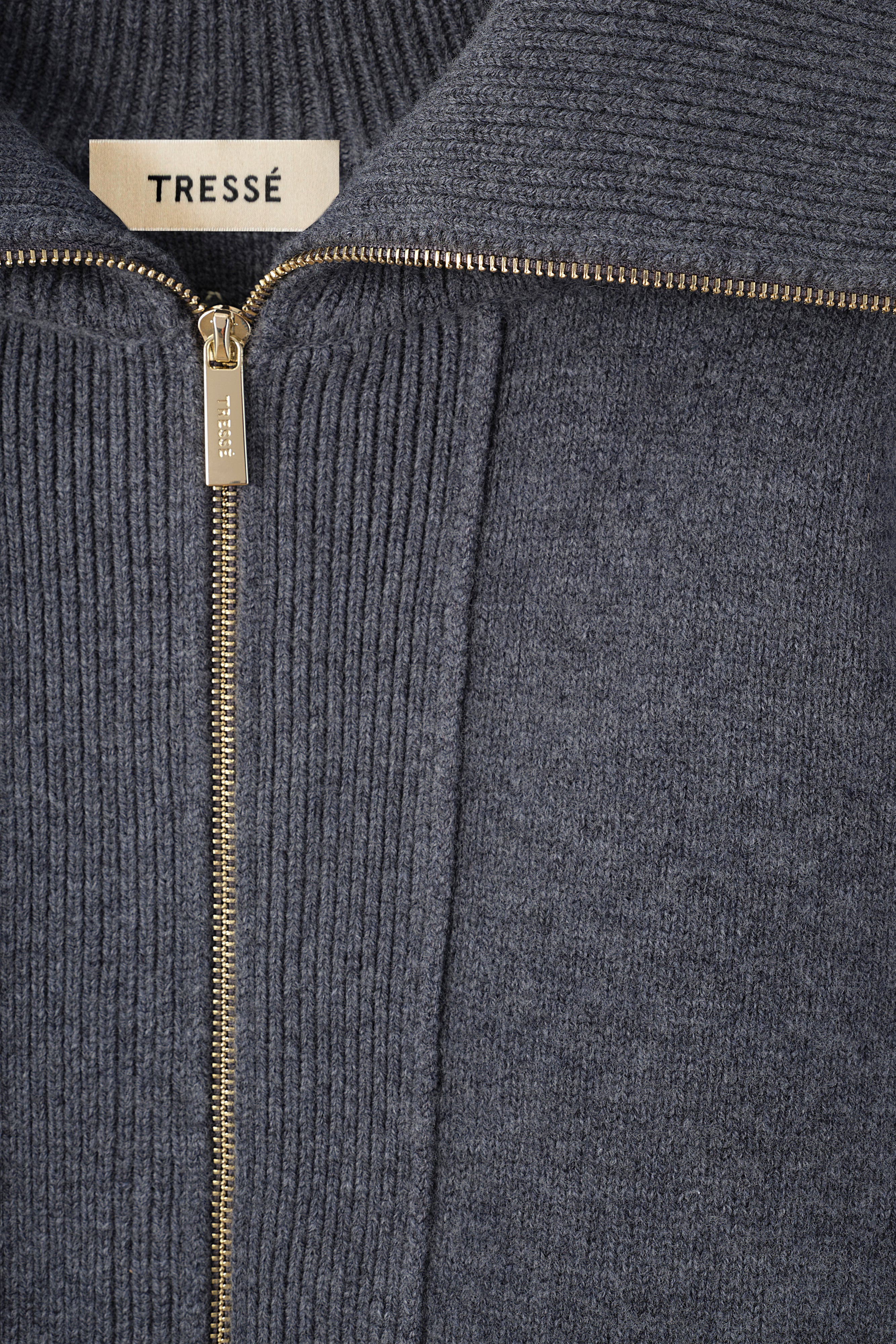 Chunky Grey Knit Zip Cardigan | Tressé