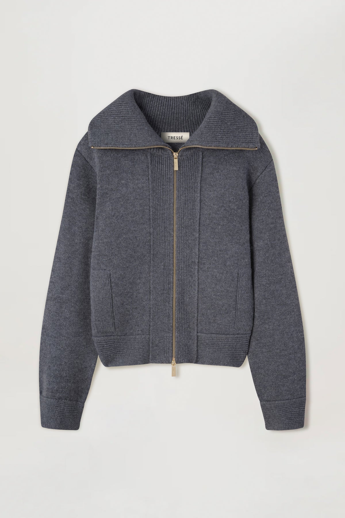 Cardigan with gold zip fastening