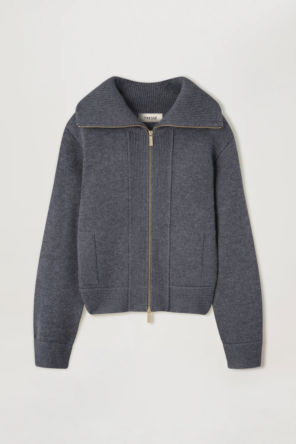 Cardigan with gold zip fastening