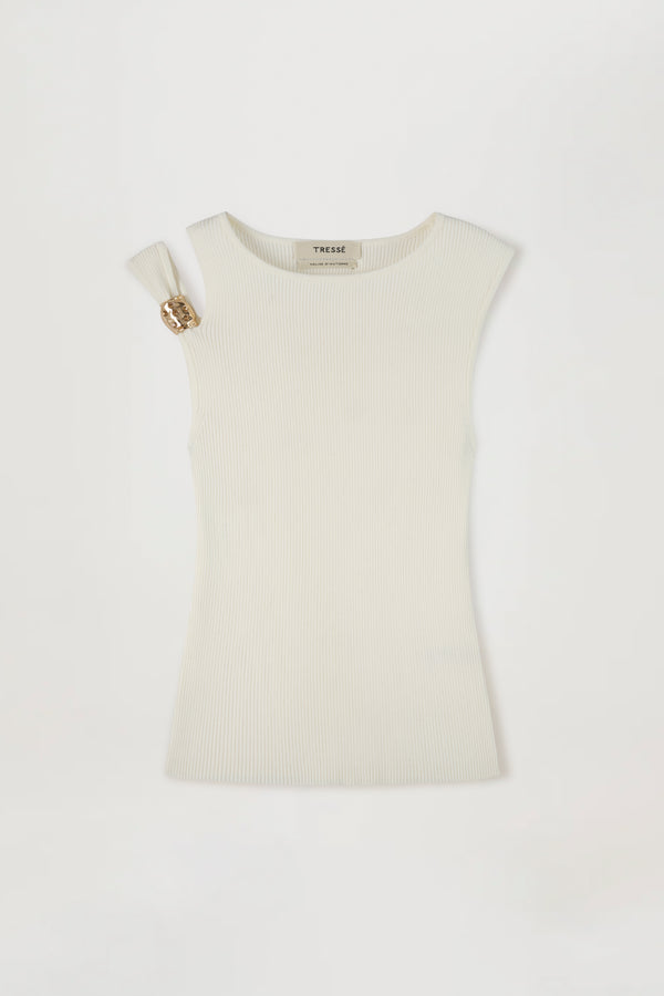 Gold-Toned Jewelry-Embellished Knit Top
