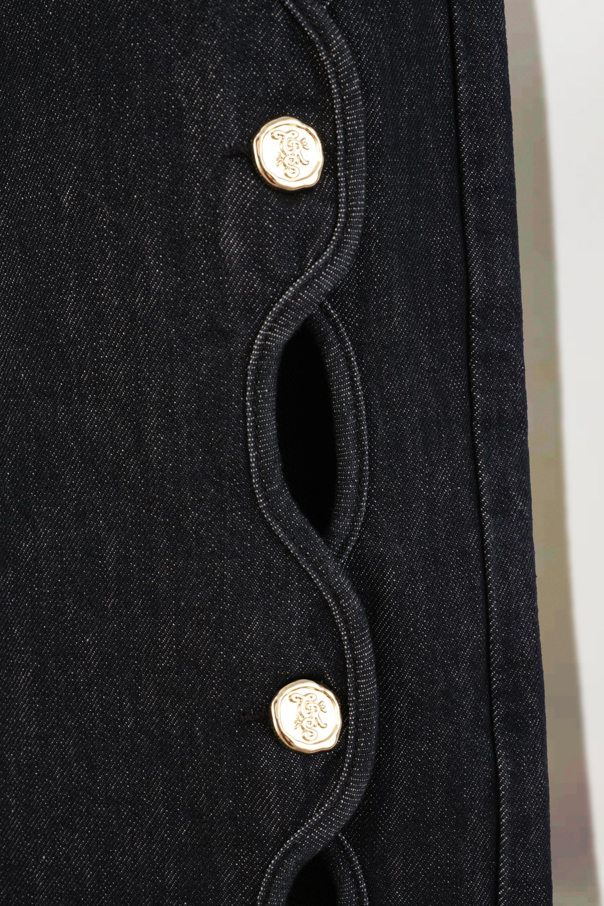 Denim with button placket