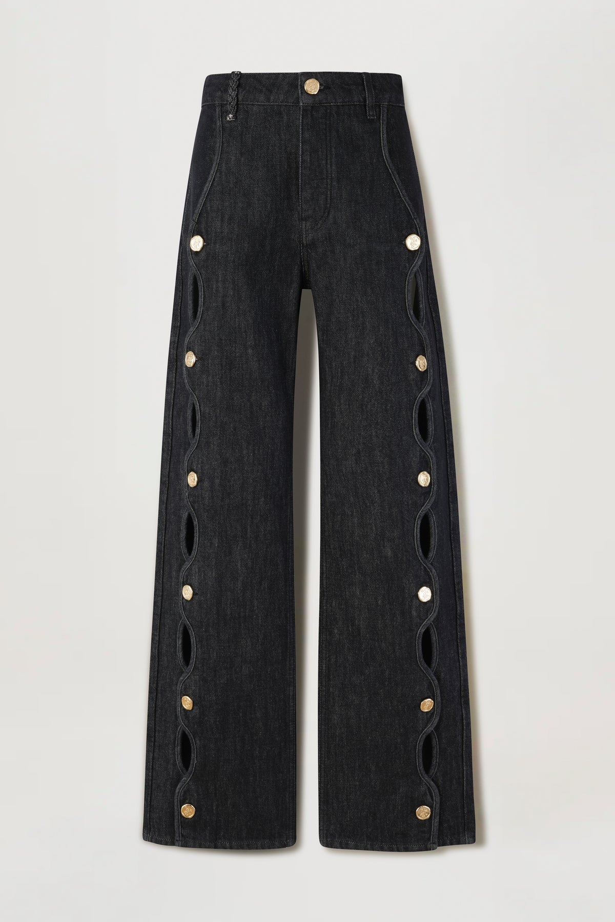 Denim with button placket