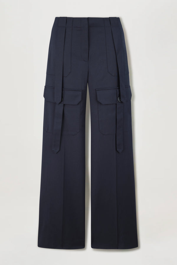 Suit pants with patch pockets