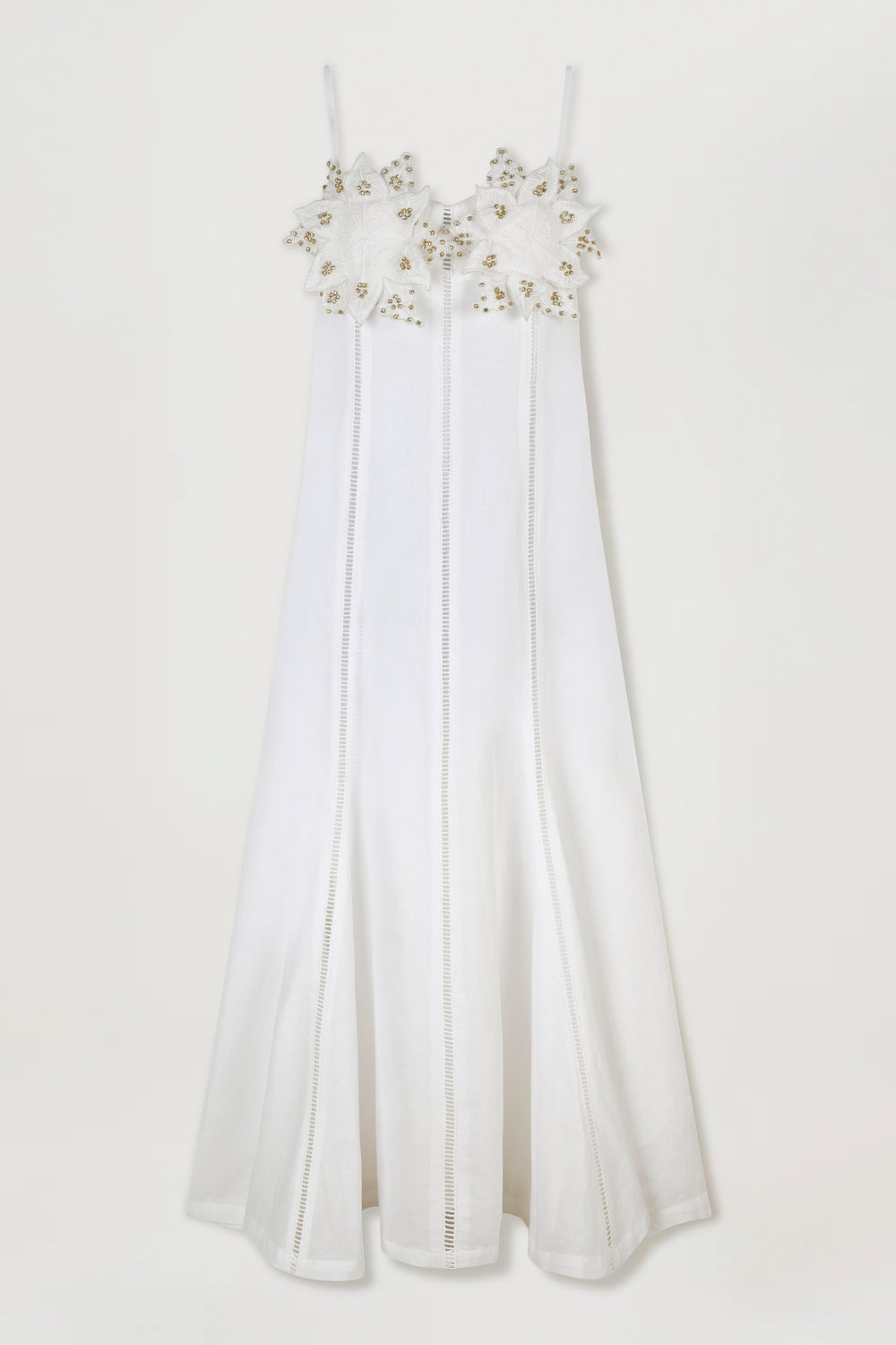 Long dress with a floral-embellished bodice