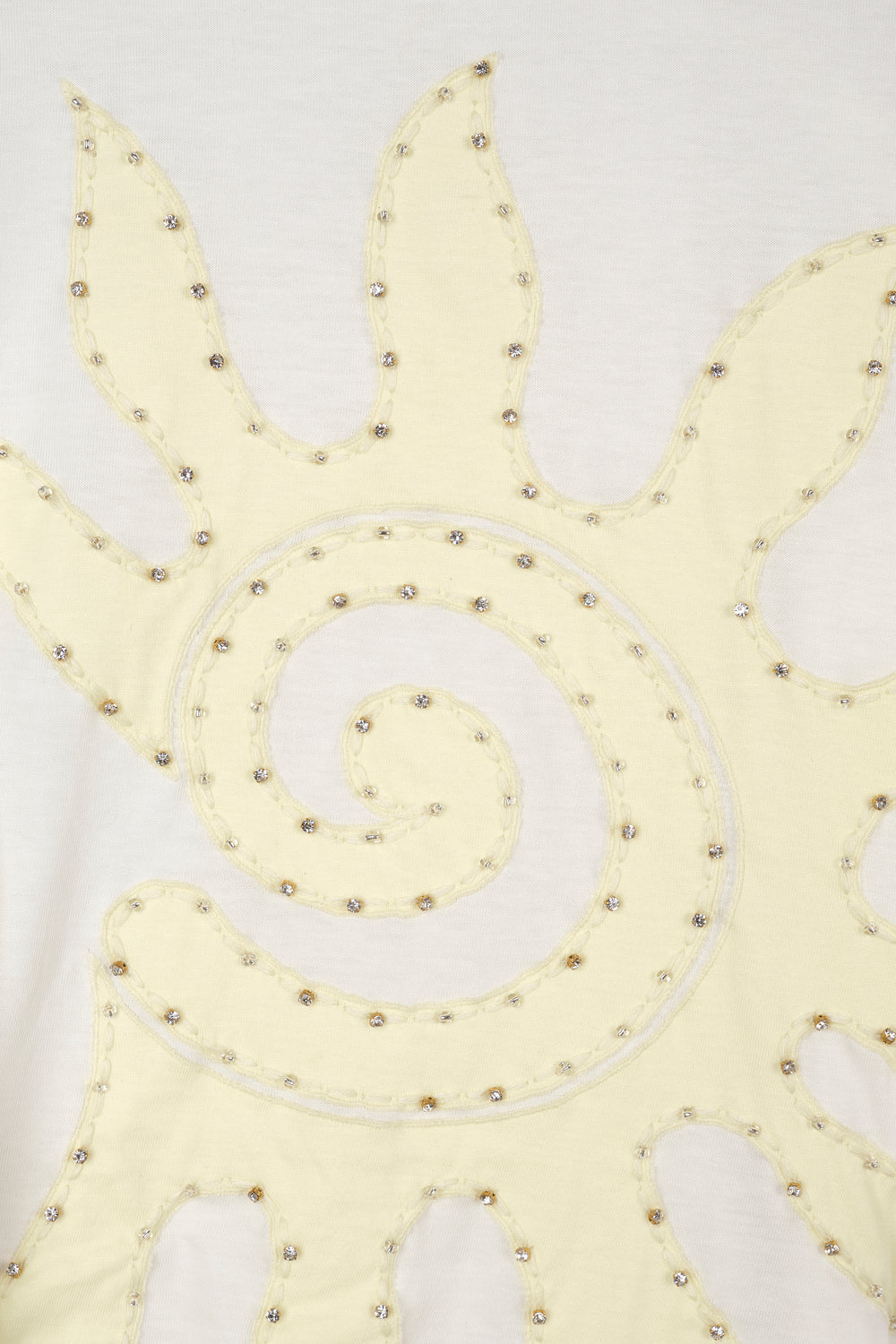 Fitted T-shirt with embroidered rhinestones
