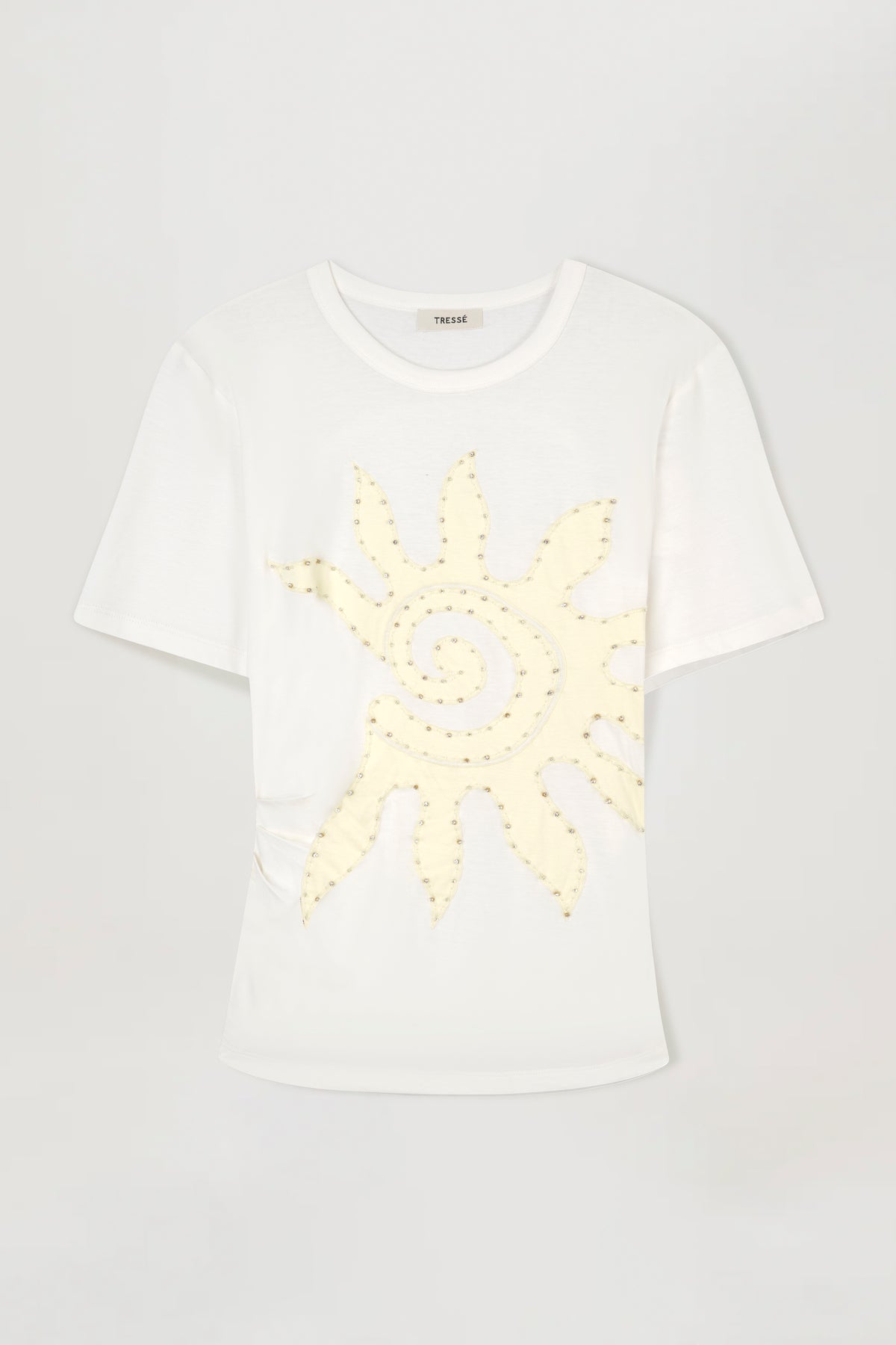 Tailliertes T-Shirt mit Strassstickerei