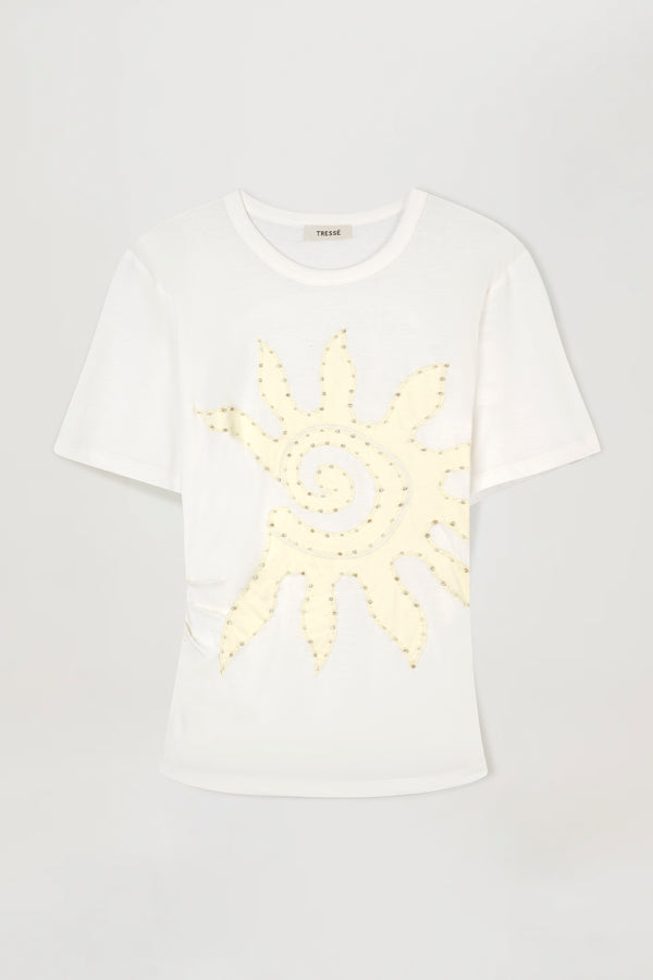 T-shirt cintré à strass brodés