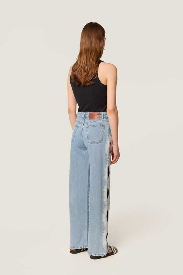 Light denim with braid opening