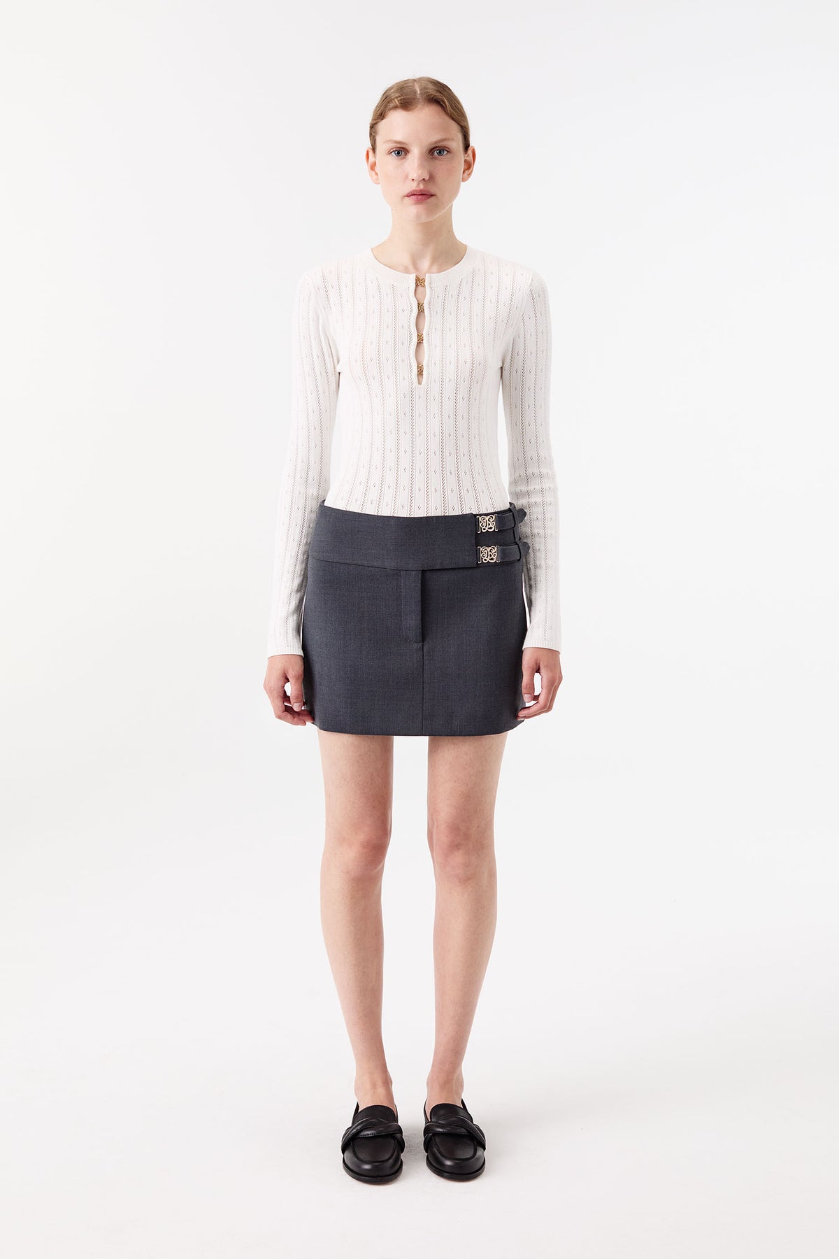 Skirt with flap belt