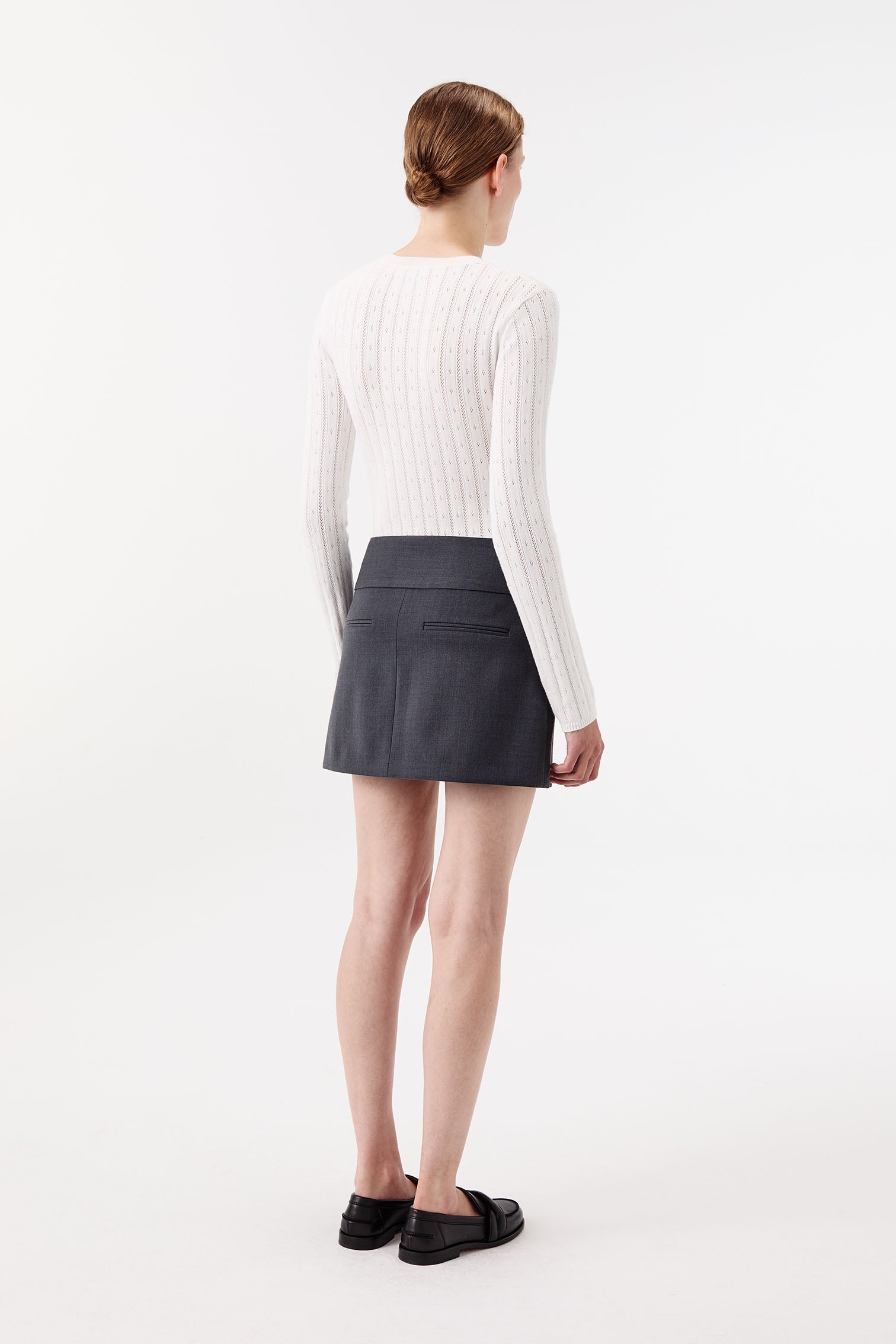 Gray Mini Skirt with Wide Flap Belt | Tressé