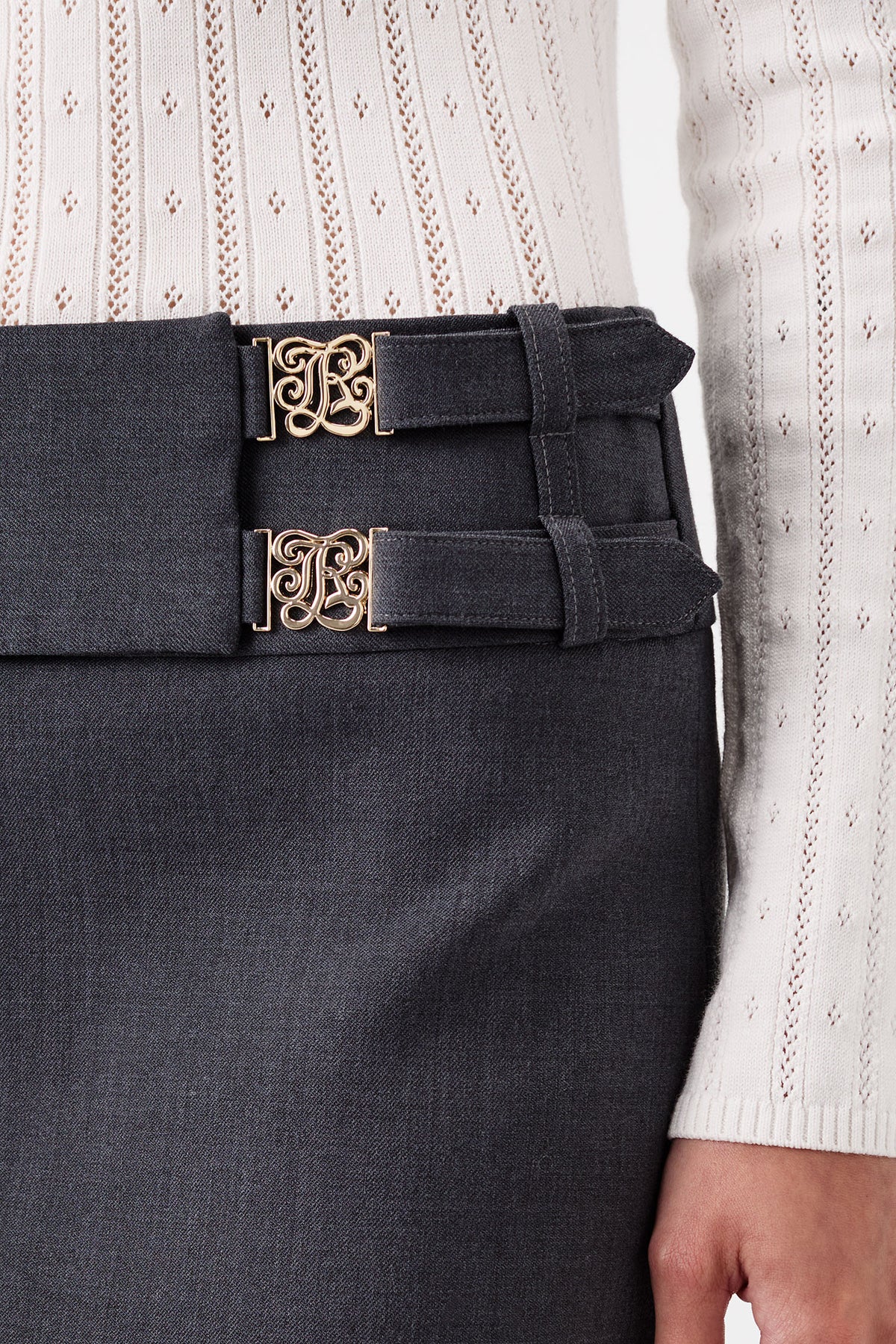 Skirt with flap belt
