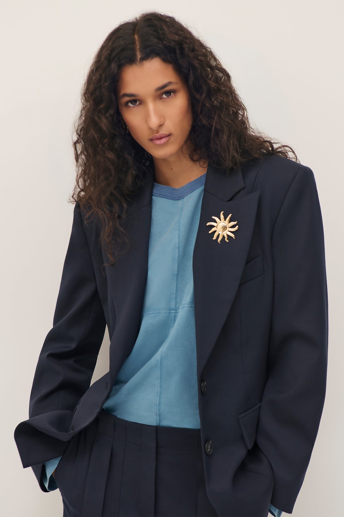 Tailored jacket with long back belt