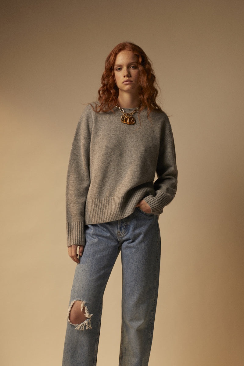 Openwork wool sweater