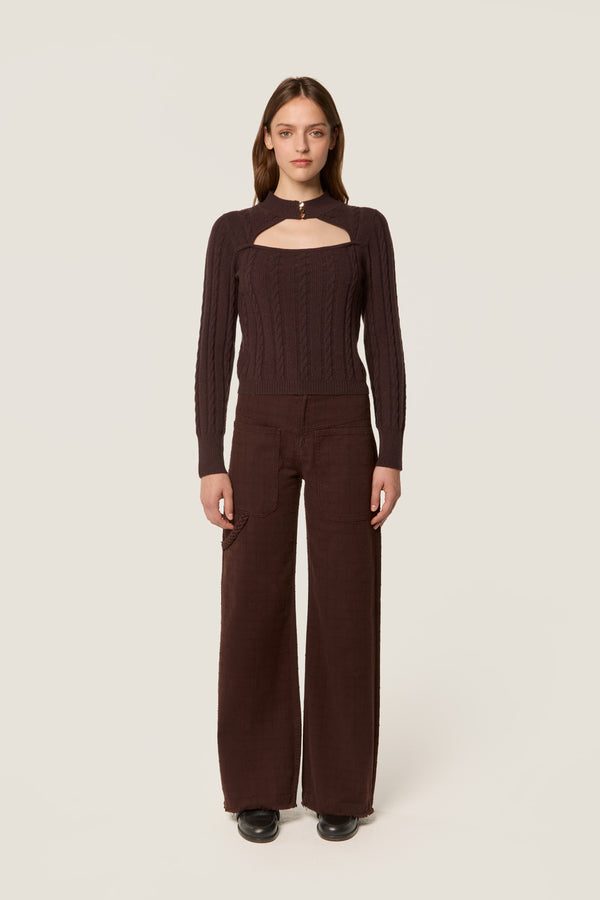 Woolen openwork sweater