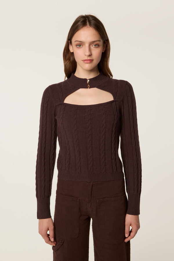 Woolen openwork sweater