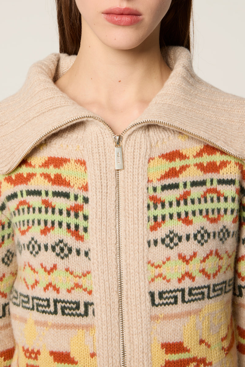 Jacquard pattern cardigan