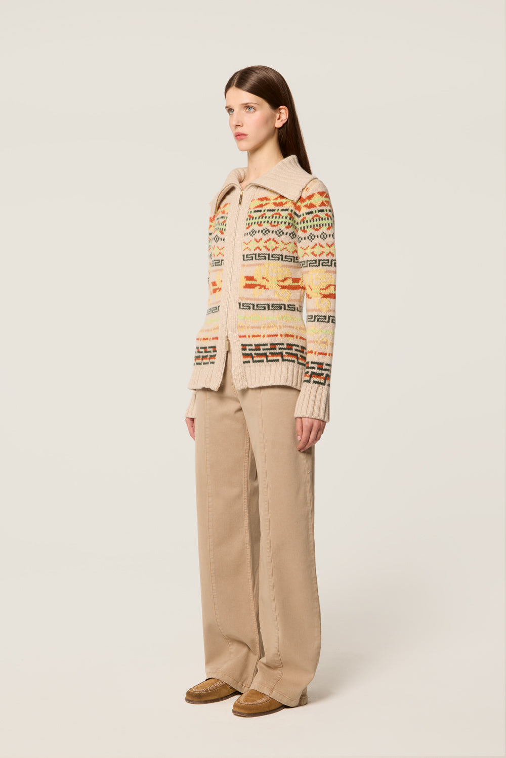 Jacquard pattern cardigan