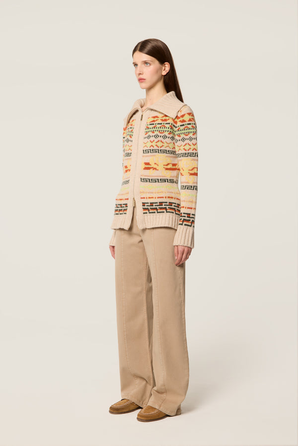 Jacquard pattern cardigan
