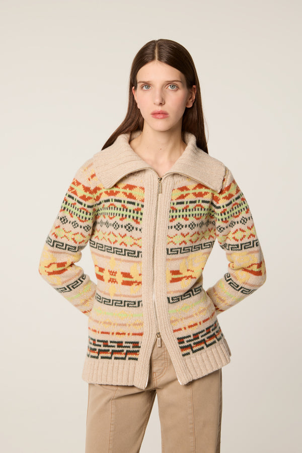 Jacquard pattern cardigan