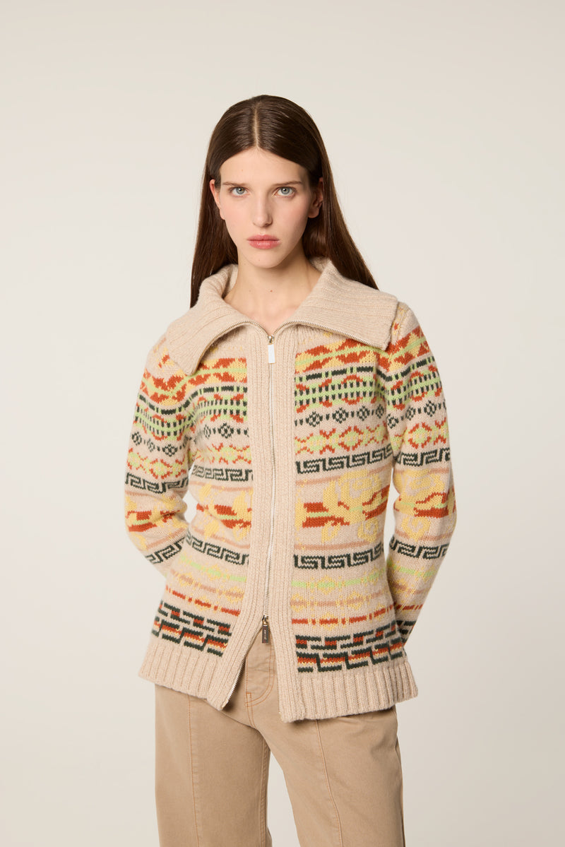 Jacquard pattern cardigan