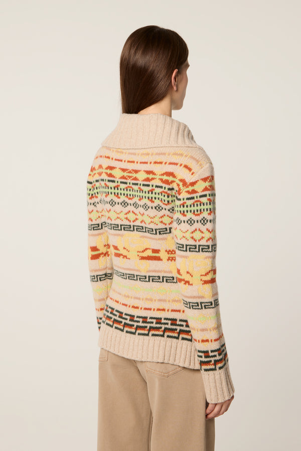 Jacquard pattern cardigan