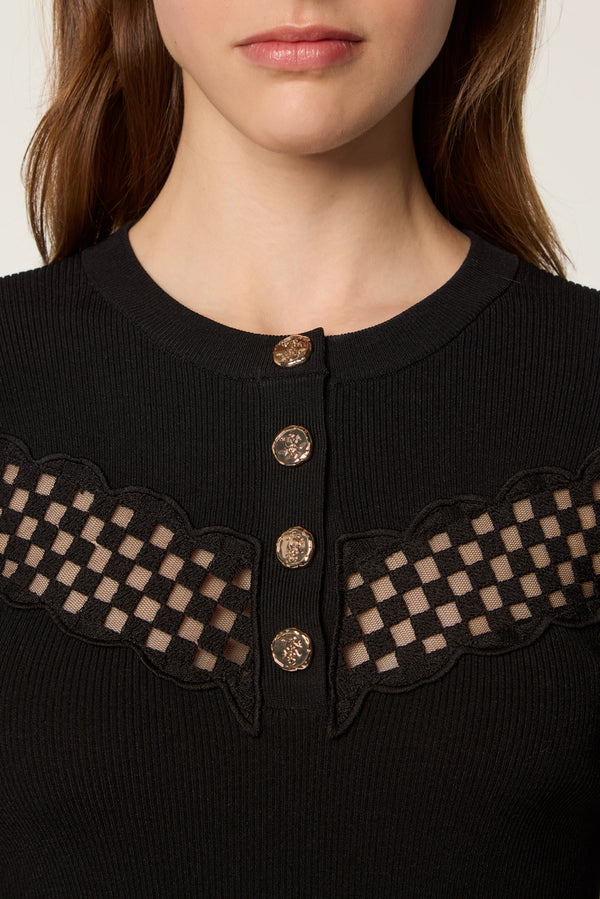 Checkered ribbon sweater