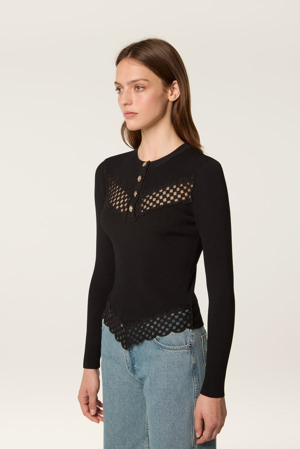 Checkered ribbon sweater