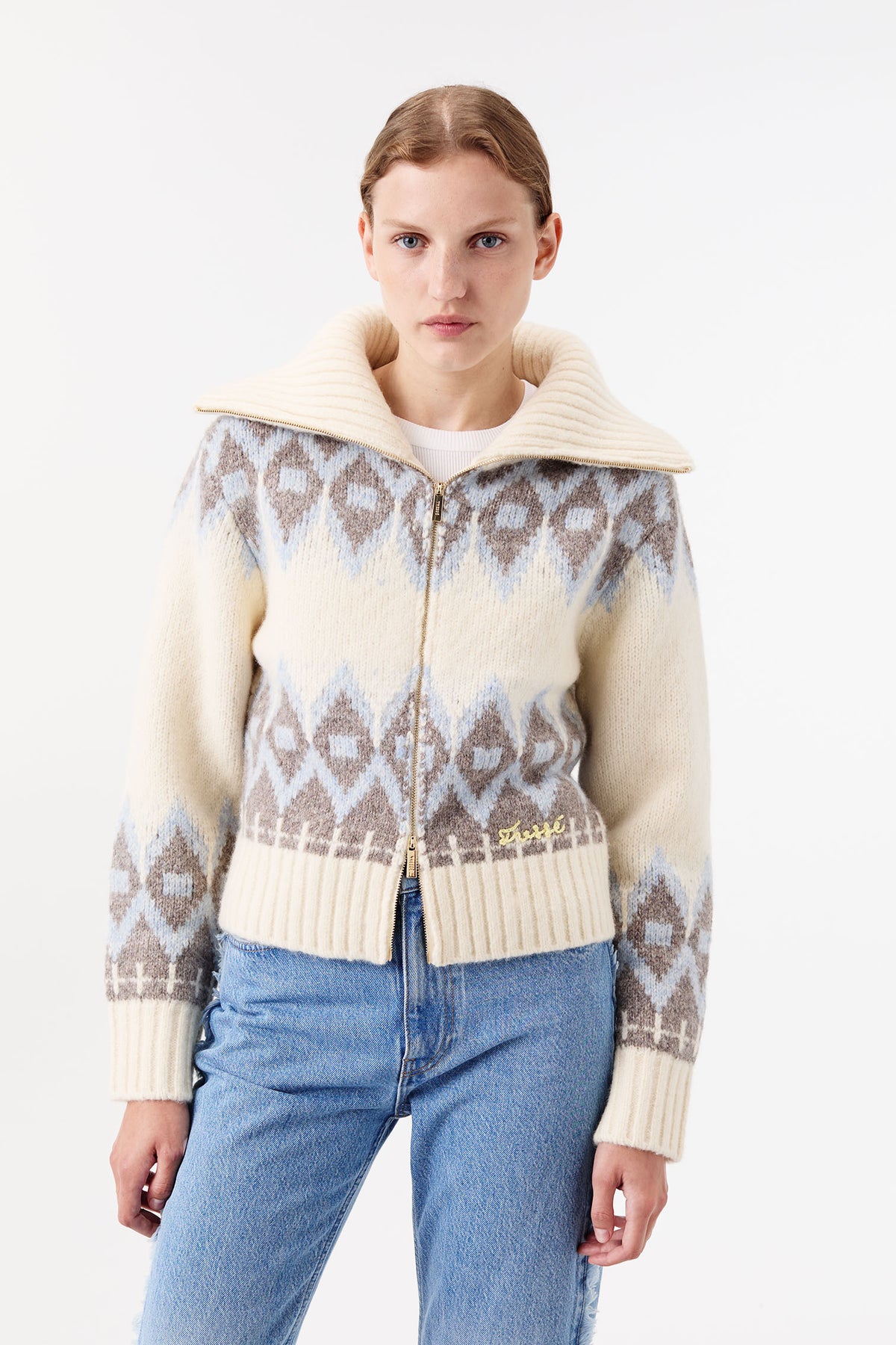 Jacquard pattern cardigan