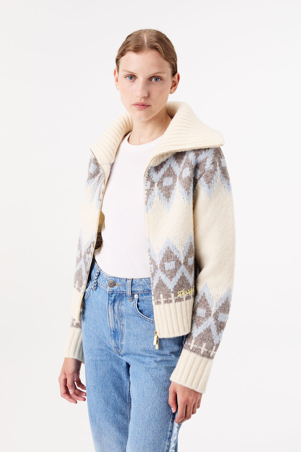 Jacquard pattern cardigan