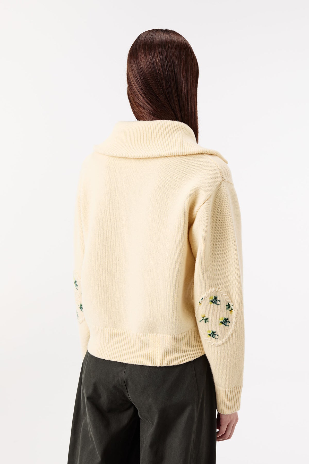 Sweater with floral elbow patches