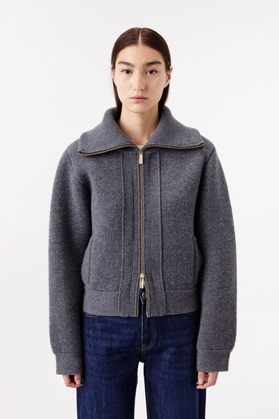 Cardigan with gold zip fastening