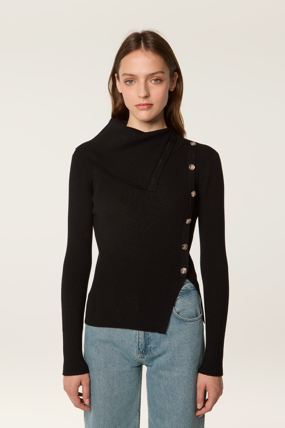 Asymmetrical neck sweater