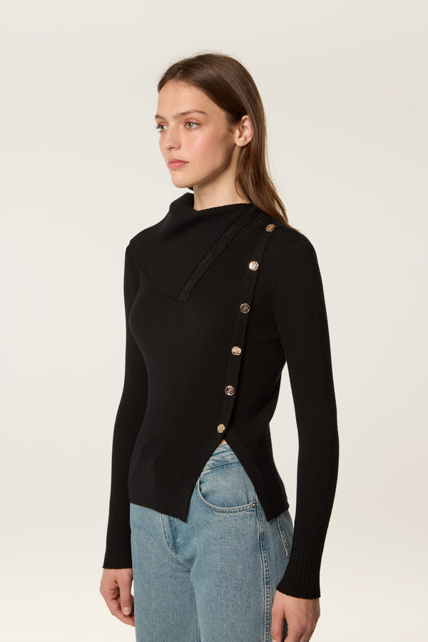 Asymmetrical neck sweater