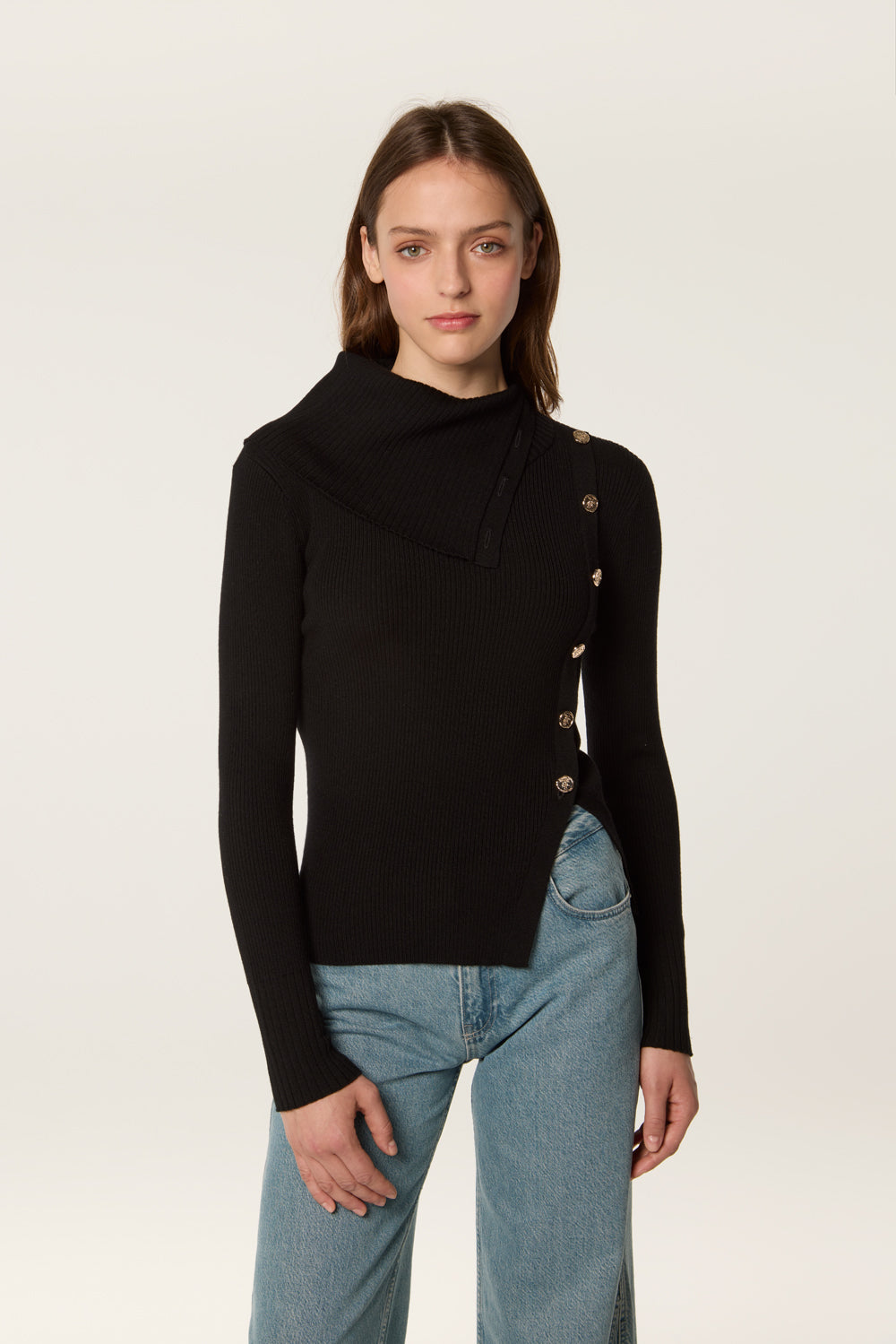 Asymmetrical neck sweater