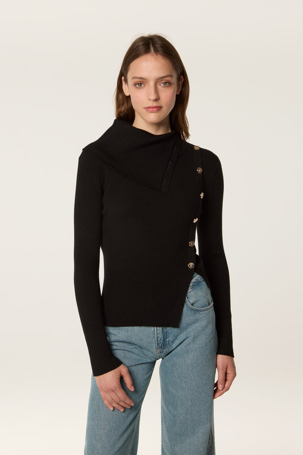 Asymmetrical neck sweater