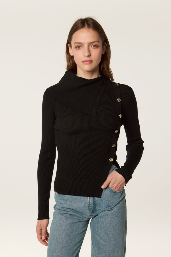 Asymmetrical neck sweater