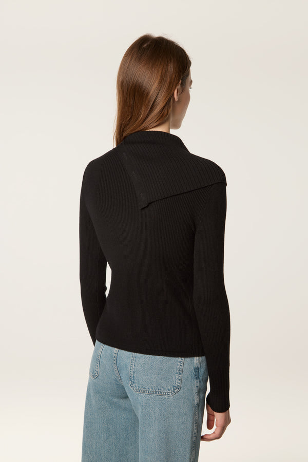 Asymmetrical neck sweater