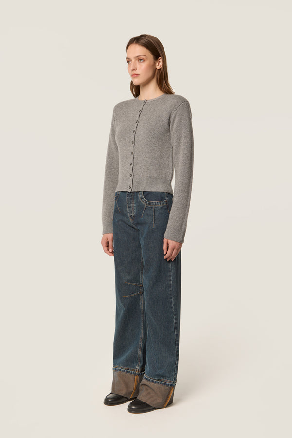 Cardigan with shoulder pads