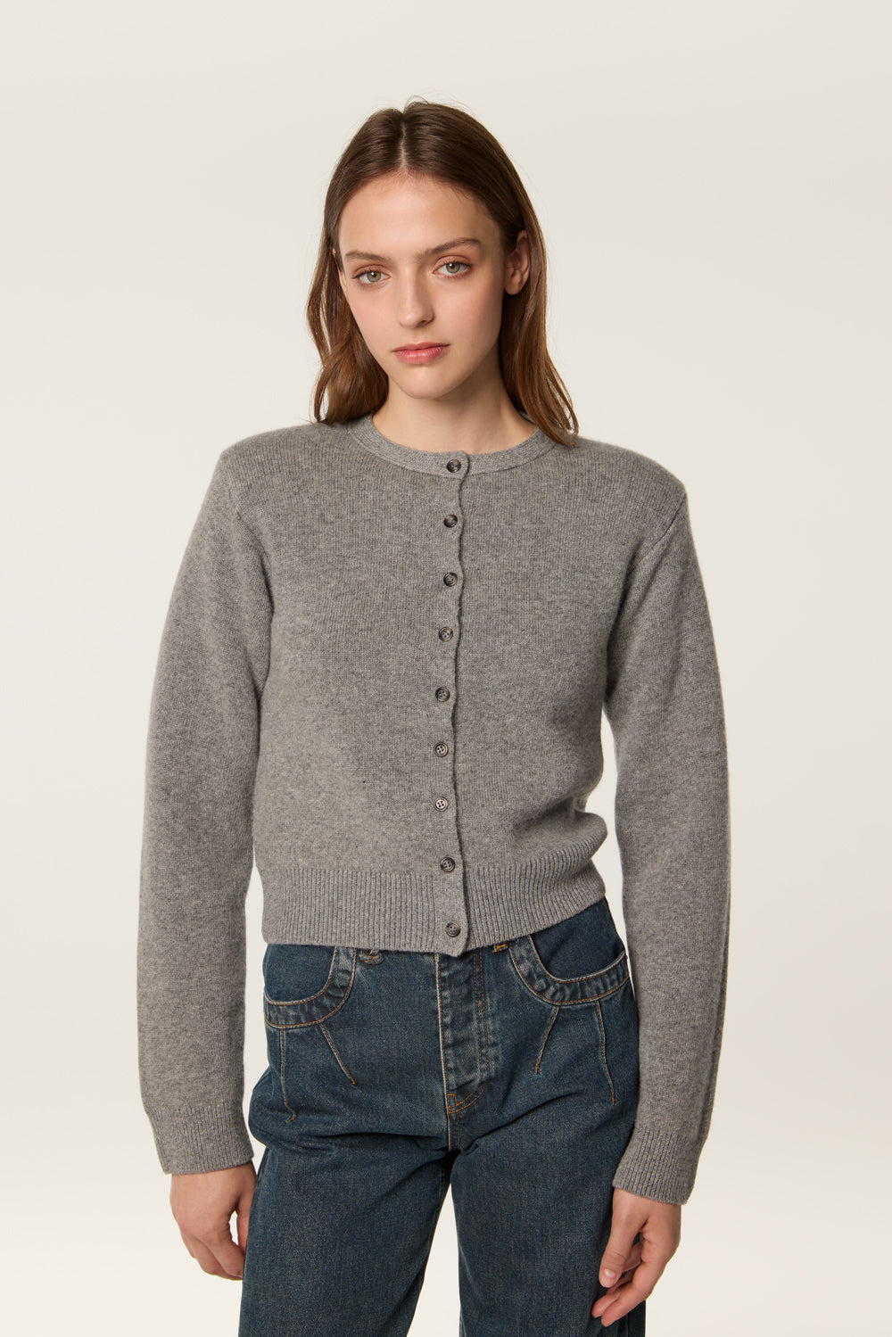 Cardigan with shoulder pads